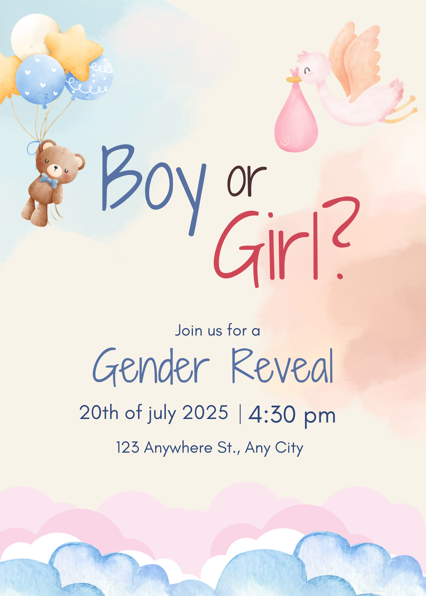 gender reveal party invite