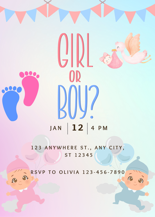 gender reveal party invite